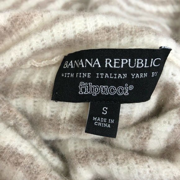 Banana Republic Sweater Striped Italian Wool Turtleneck Small - Picture 3 of 4